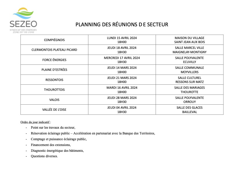 Synthese des dates reunion secteur printemps 2024